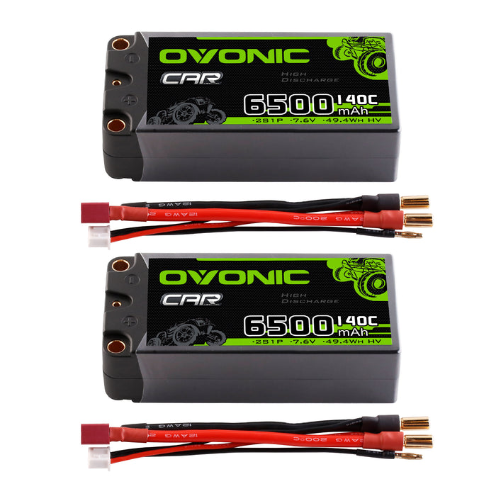 Ovonic 2S 6500mAh 140C 7.6V Hardcase LiHV Battery with 5.0mm Bullet to T/Deans Plug