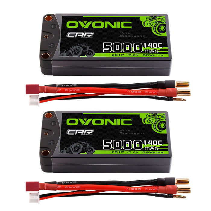 Ovonic 2S 5000mAh 140C 7.6V Hardcase LiHV Battery with 5.0mm Bullet to T/Deans Plug