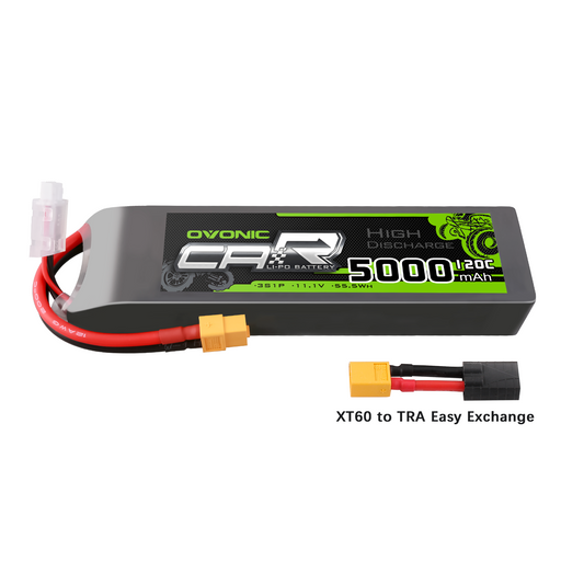 2x Ovonic 11.1V 120C 3S 5000mAh LiPo Batteries XT60-TRX for RC Car Heli Jet boat