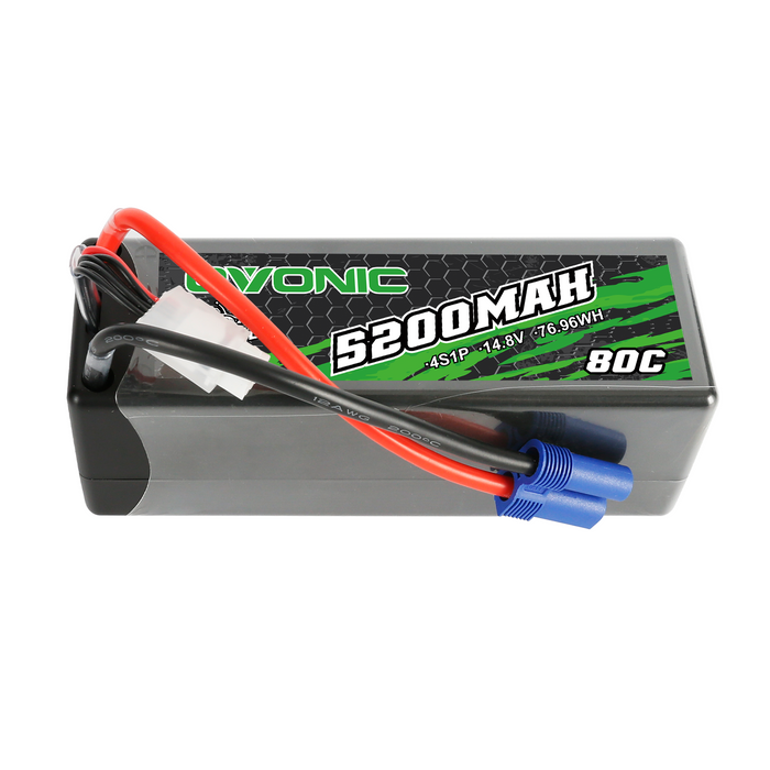 OVONIC 4S 5200mAh 80C 14.8V Hardcase RC Lipo Battery with EC5 Plug for RC 1/10 1/8 Vehicles Car RC Truck