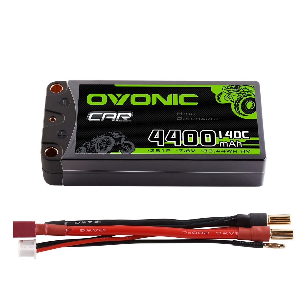 Ovonic 2S 4400mAh 140C 7.6V Hardcase LiHV Battery with 5.0mm Bullet to T/Deans Plug