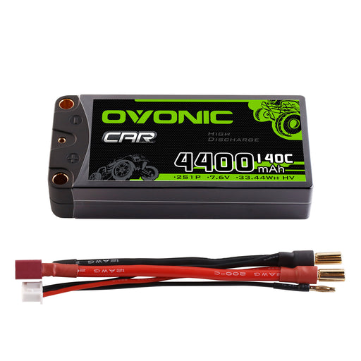 Ovonic 2S 4400mAh 140C 7.6V Hardcase LiHV Battery with 5.0mm Bullet to T/Deans Plug