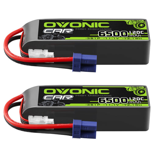 2X Ovonic 120C 3S 6500mAh 11.1V LiPo Battery For Arrma  -  EC5 Plug