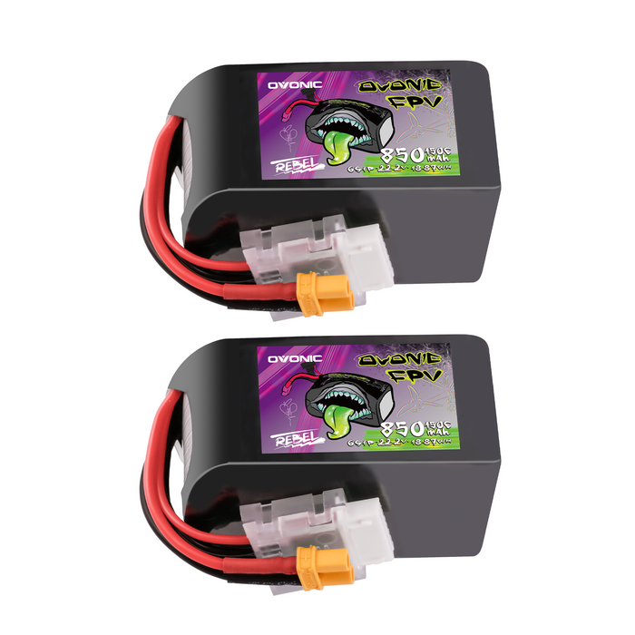 OVONIC 11.1V 150C 850mAh 6S LiPo Battery with XT30 Plug for 90-180mm Brushless FPV Drones Cinelog & Protek25