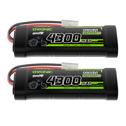 2 × OVONIC 7.2V 4300mAh NiMH Battery Pack 6-Cell with Tamiya Plug for RC Vehicles
