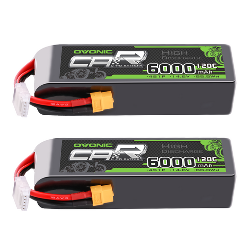 2× OVONIC 4S Lipo Battery 6000mAh 120C 14.8V RC Lipo Battery with XT60 Plug for RC Vehicles Car RC Truck RC Airplane