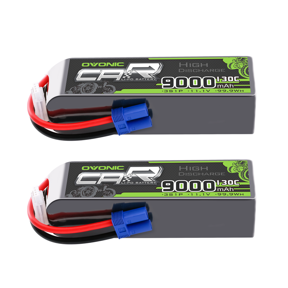 2x OVONIC 3S Lipo Battery 9000mAh 130C 11.1V RC Lipo Battery with EC5 Plug for 1/10 RC Truck RC Vehicles Car