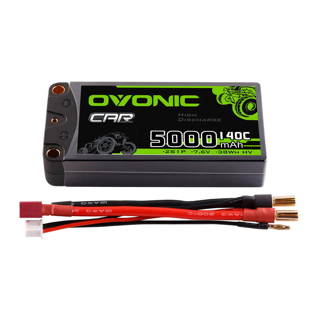 Ovonic 2S 5000mAh 140C 7.6V Hardcase LiHV Battery with 5.0mm Bullet to T/Deans Plug