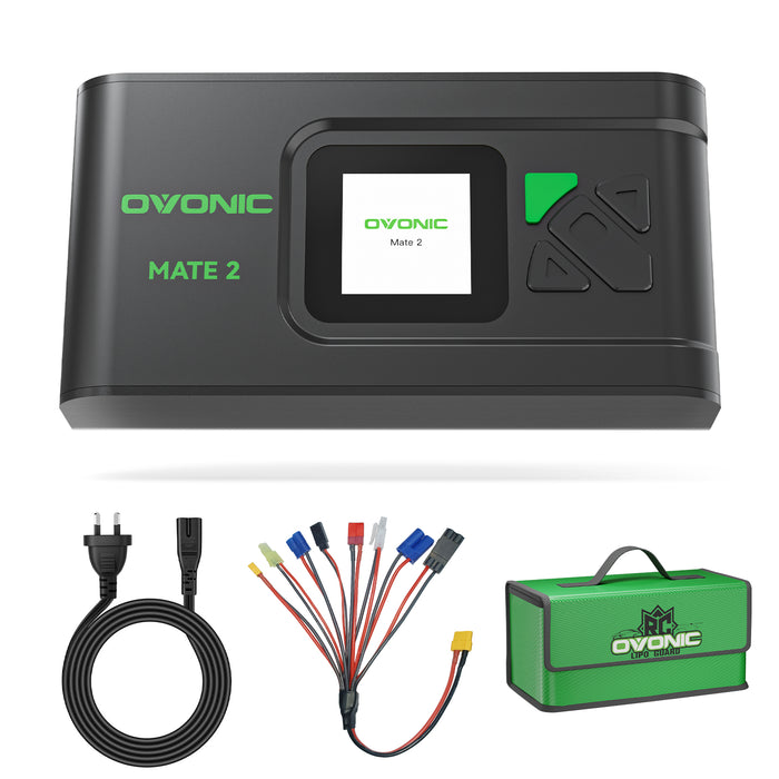 OVONIC Mate2 200W 12A Smart LiPo Balance Charger with LiPo Safe Bag for RC Batteries (LiPo/Li-ion/LiHV/LiFe 2-6S & NiMH 4-15S)