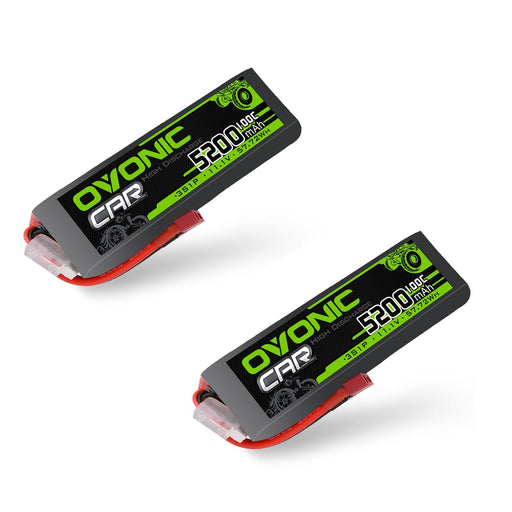 2x Ovonic 100C 3S1P 5200mAh 11.1V LiPo Battery for RC Car - T Plug