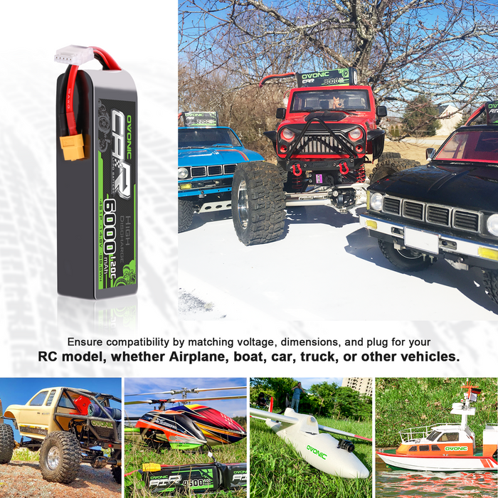 2× OVONIC 4S Lipo Battery 6000mAh 120C 14.8V RC Lipo Battery with XT60 Plug for RC Vehicles Car RC Truck RC Airplane