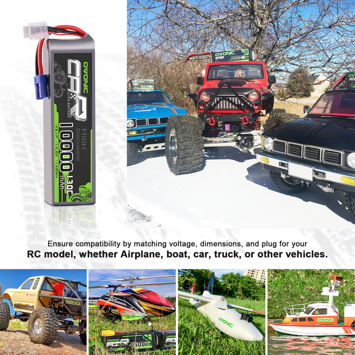 2 x OVONIC 4S 10000mAh 14.8V 130C Lipo Battery with EC5 Connector & Lipo Voltage Checker for 1/5 & 1/8 Scale RC Car Truck Boat Large-Scale Airplane RC Racing