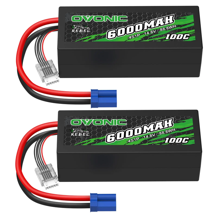 Ovonic Rebel 100C 4S 6000mAh 14.8V Hardcase#32 LiPo Battery For Arrma Outcast Kraton 8S Truck -  EC5 Plug
