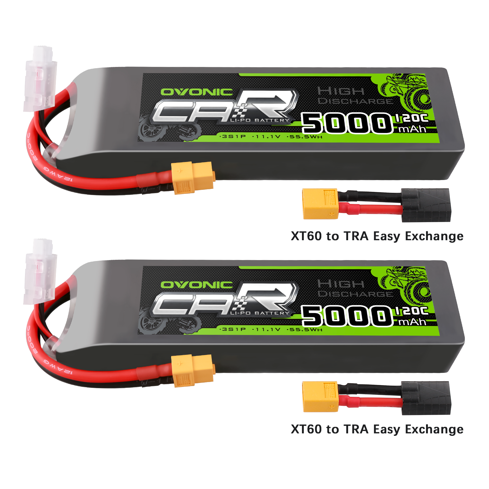 OVONIC 11.1V 3S 5000mAh 120C Lipo Battery with Trx Plug for Slash/E