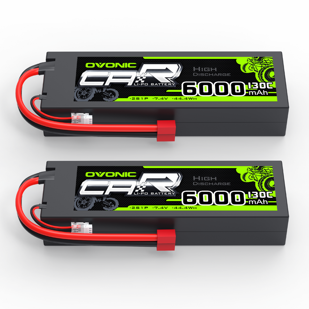 [2pcs] OVONIC 7.4V 130C 2S 6000mAh Hardcase Lipo Battery with Deans plug For RC car buggy boat