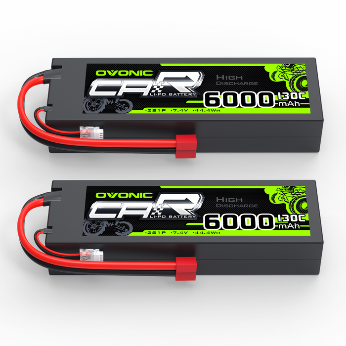[2pcs] OVONIC 7.4V 130C 2S 6000mAh Hardcase Lipo Battery with Deans plug For RC car buggy boat
