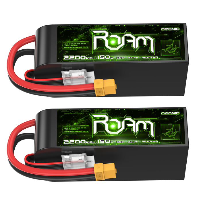 Ovonic Roam Series 6S Lipo Battery 2200mAh 6S1P 150C 22.2V Long Range Lipo Battery with XT60 Plug for 6-7 Inch Long Range 6s HD Cinelifter FPV Quad