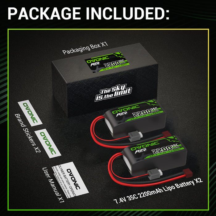 Ovonic 11.1 V 35C 2200mAh 3S1P 11.1V T Plug Lipo Battery with D15 Dual 1.2A 1-3S LiPo Charger - Ovonicshop