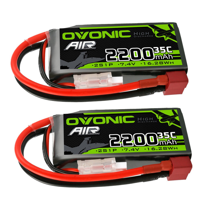 Ovonic 2S 2200mAh 35C 7.4V Short LiPo Battery for Aircraft Drone - T Plug