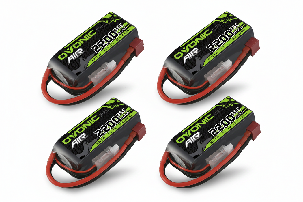2x Ovonic 3S 2200mAh 35C 11.1V Short LiPo Battery Pack for Air Heli Drone - T Plug