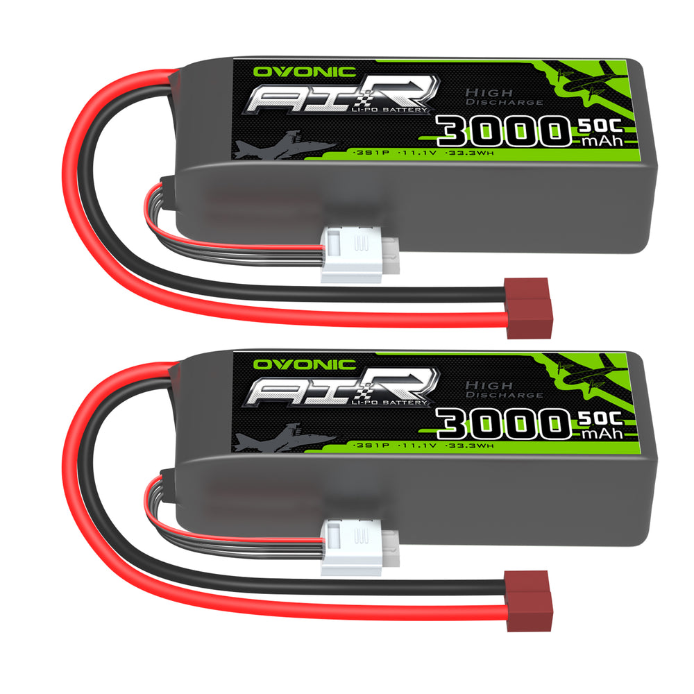 (Pre-Sale) 2x Ovonic 11.1V 3000mAh 3S 50C Shorty LiPo Battery Pack with T Plug for Drone Airplane Heli Car
