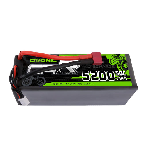OVONIC 11.1V 3S 5200mAh 50C Hardcase Lipo Battery 13# with T Plug for RC Car Trucks