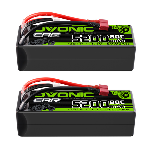 2X OVONIC 11.1V 80C 5200mAh 3S Lipo Battery T for RC Car Truck Heli Airplane