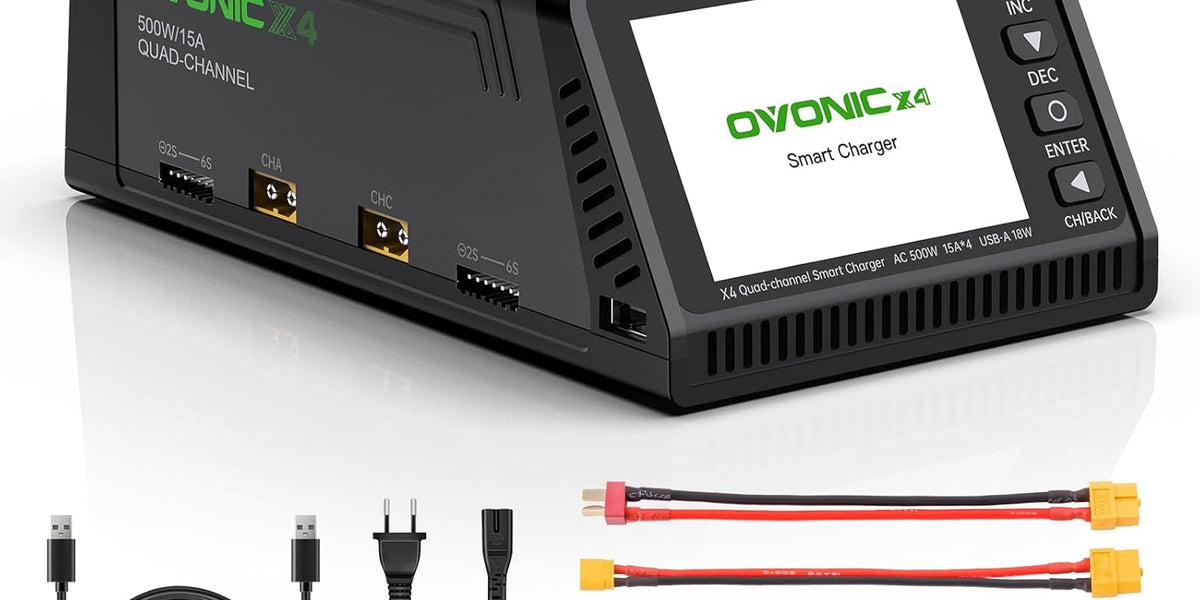 OVONIC Chargeur de Batterie Lipo Double Canal AC 200 W/DC 300 W pour 1S OVONIC Chargeur de Batterie Lipo Double Canal AC 200 W/DC 300 W pour 1S