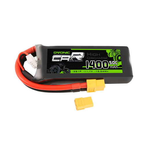 OVONIC 11.1V 1400mAh 3S 50C LiPo Battery with XT60 & Trx Plug for 1/16 Traxxas Cars - Ovonicshop