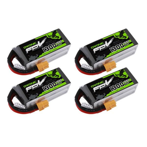 OVONIC 1300mAh 4S 14.8V 100C LiPo Battery with XT60 for 5'' 6''FPV drone Cinewhoop - Ovonicshop