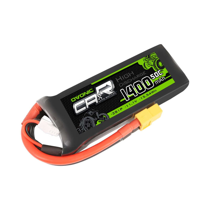 OVONIC 11.1V 1400mAh 3S 50C LiPo Battery with XT60 & Trx Plug for 1/16 Traxxas Cars - Ovonicshop