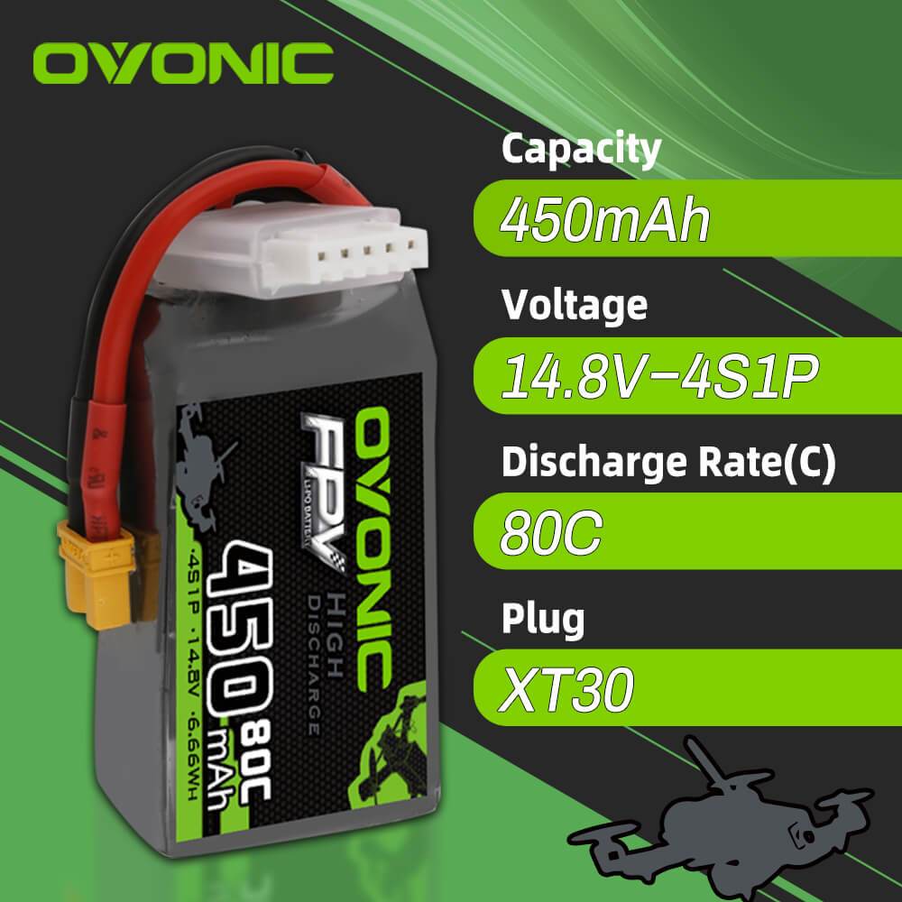 4pcs] Ovonic 450mah 4S 80C XT30 14.8V Lipo Battery Pack for Beta85X H