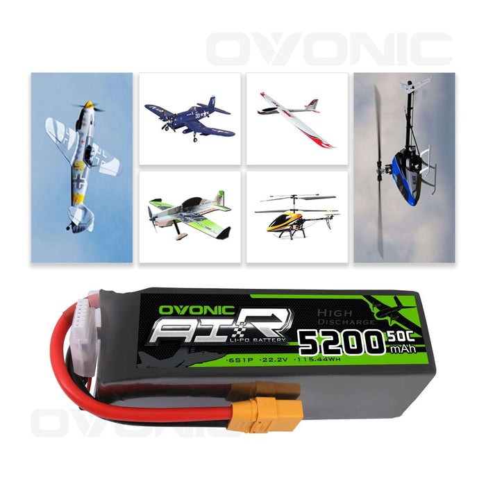 Ovonic 5200mAh 6S 22.2V 50C LiPo Battery Pack with XT90 Plug for X-Class Drone Airplane & Arrma 6S Truck - Ovonicshop