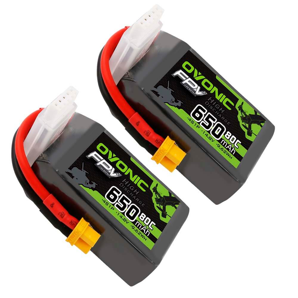 Ovonic 14.8V 80C 650mah 4S Lipo Battery Pack with XT30 Plug for FPV 90-150mm - Ovonicshop