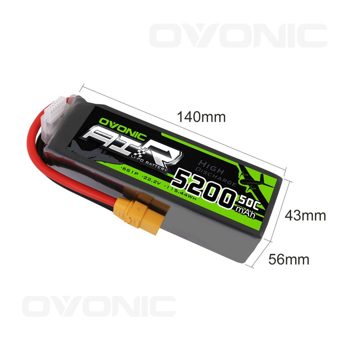 Ovonic 5200mAh 6S 22.2V 50C LiPo Battery Pack with XT90 Plug for X-Class Drone Airplane & Arrma 6S Truck - Ovonicshop