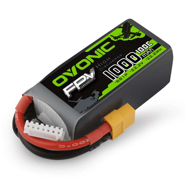 4Packs Ovonic 22.2V 6S 100C 1000mAh LiPo Battery with XT60 Plug for FPV