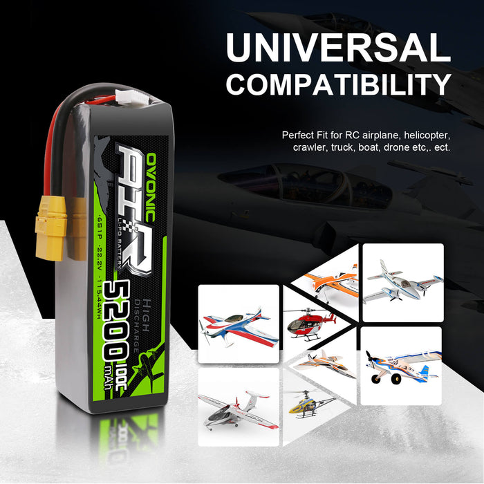 OVONIC 22.2V 5200mAh 6S 100C LiPo with XT90 & AS150 Plug for X-Class Cinelifter