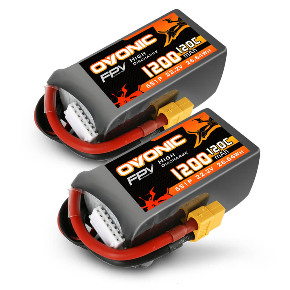 Ovonic 120C 22.2V 6S 1200mAh LiPo Battery with XT60 Plug for FPV Racing - Ovonicshop