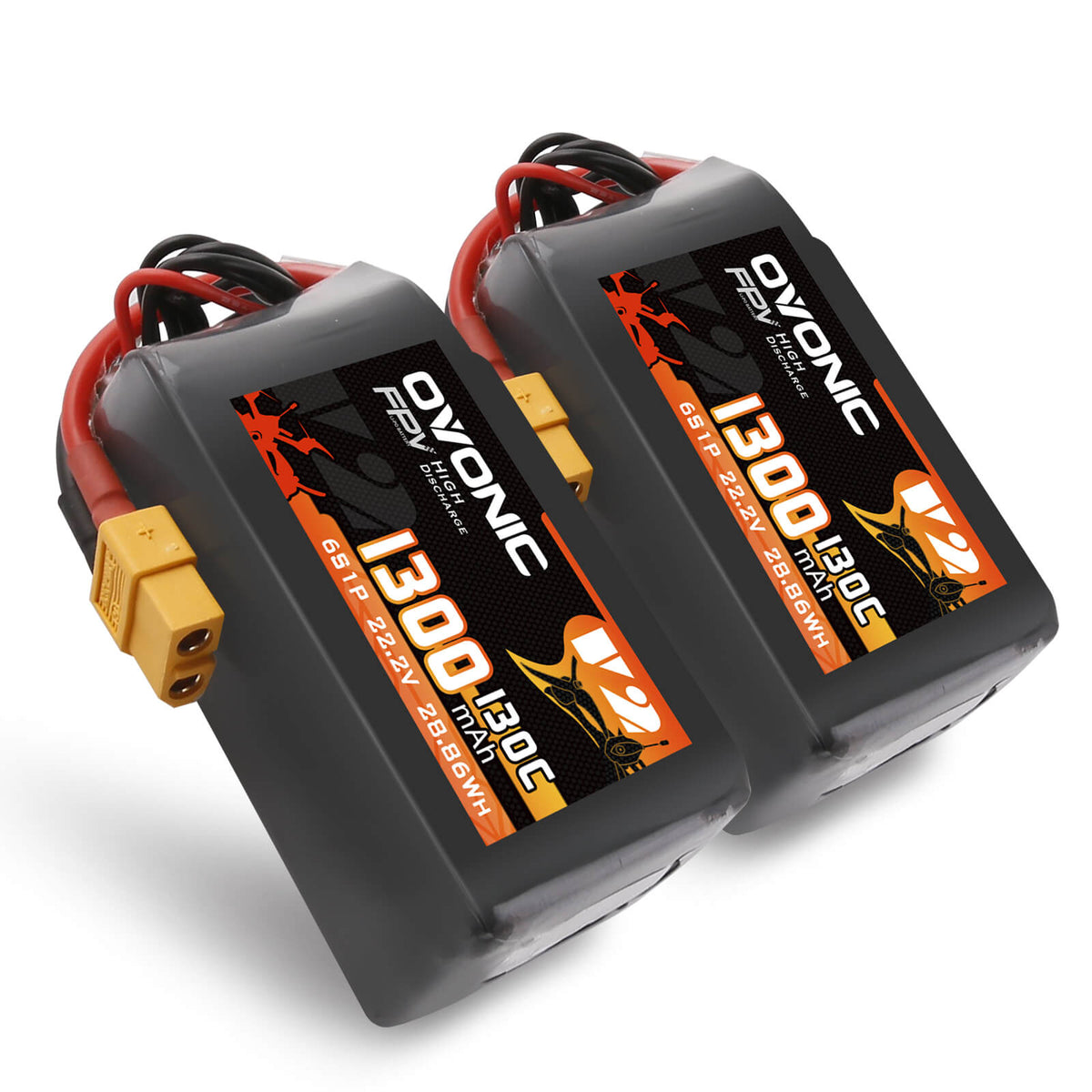 Ovonic 6S1P 1300mAh 130C LiPo Battery 22.2V with XT60 Plug for FPV Rac