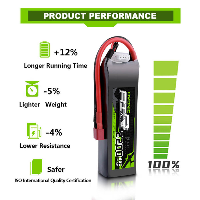 OVONIC 2200mAh 11.1V 3S 25C Battery with XT60 / T Connector for RC Boat Airplane Heli - Ovonicshop