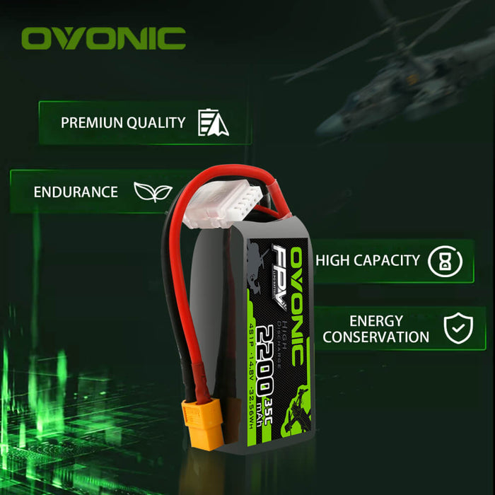 size wire for a 4s 35 c 2200 mah lipo OVONIC 2200mAh 14.8V 35C Battery With XT60 Plug 5-inch FPV Ampow Turnigy 2200mAh 4S (14.8V) 40C