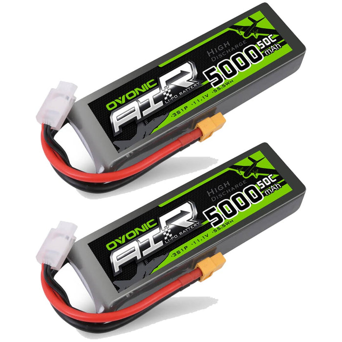 OVONIC 11.1V 5000mAh 3S 50C LiPo Battery Pack with XT60 Plug for RC Car and Drone