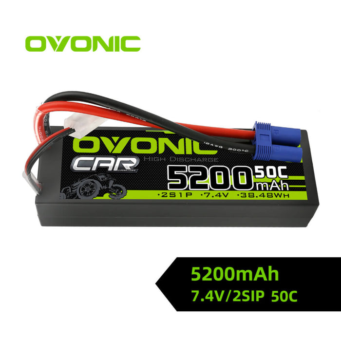 Ovonic 2S 5200mAh 50C 7.4V Hardcase LiPo Battery for 1/10 ARRMA Car- EC5 Plug - Ovonicshop