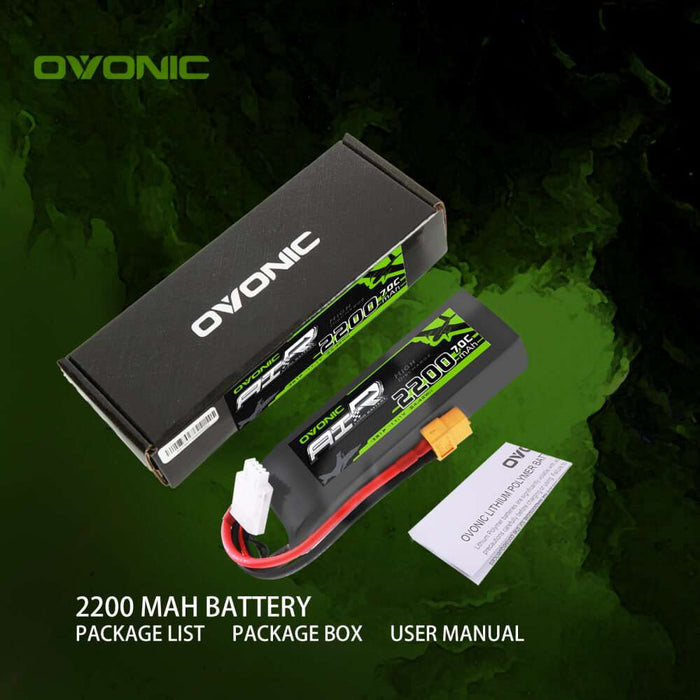 Ovonic 70C 3S 2200mAh 11.1V LiPo Battery for RC Plane CAR Boat - XT60 Plug