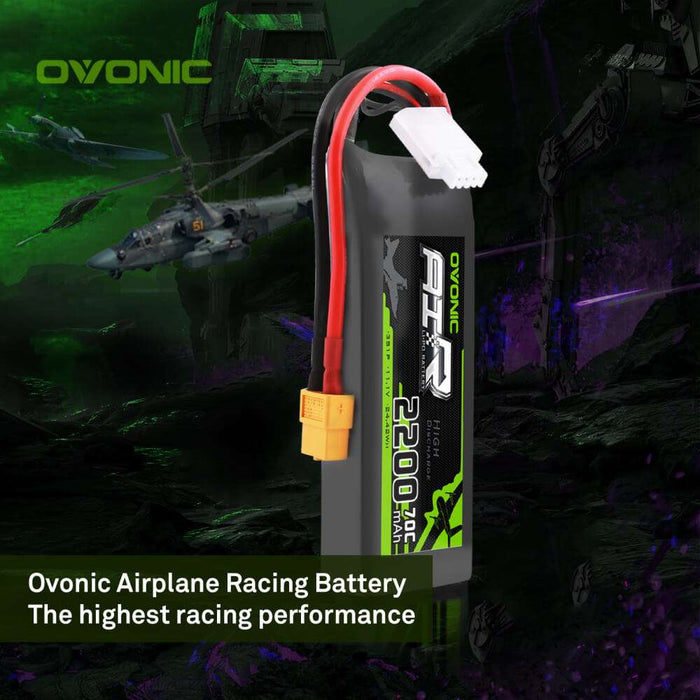 Ovonic 70C 3S 2200mAh 11.1V LiPo Battery for RC Plane CAR Boat - XT60 Plug