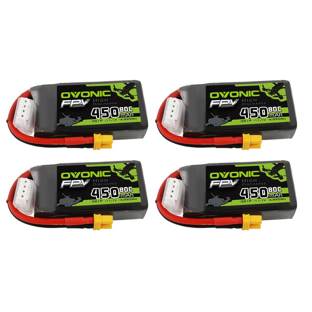 OYONIC 450mAh 100C 4S XT30バッテリー4個 4pcs] Ovonic 450mah 4S 80C XT30 14.8V Lipo Battery Pack for