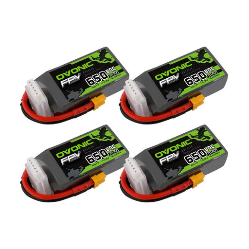 Ovonic 14.8V 80C 650mah 4S Lipo Battery Pack with XT30 Plug for FPV 90-150mm - Ovonicshop