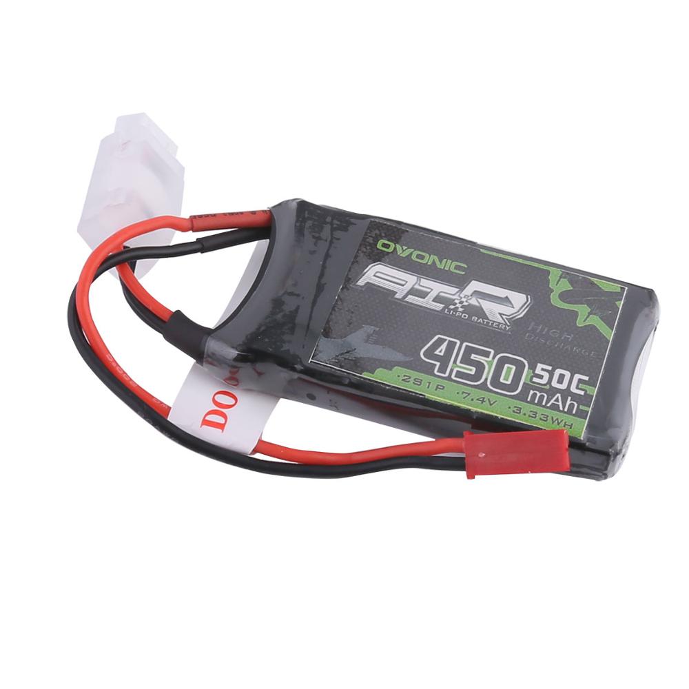 OVONIC 50C 7.4V 2S 450mah LiPo Pack with JST Plug for plane
